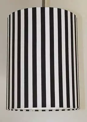 Handmade Black And White Stripe Drum Lampshade / Ceiling Shade / Pendant Shade • £17.99