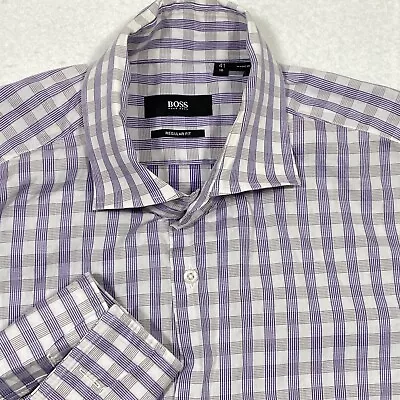 Boss Hugo Boss Dress Shirt Mens Size 16 41 Regular Fit Long Sleeve French Cuff • $21.95