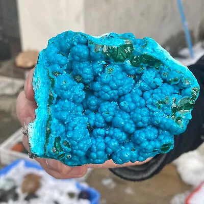 221g Natural Chrysocolla/Malachite Transparent Cluster Rough Mineral Sample. • $0.99