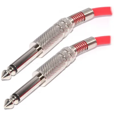 5m Pulse 6.35mm Low Noise Guitar Cable Lead RED 1/4 Inch Jack Plug To Plug 6.3mm • £7.43