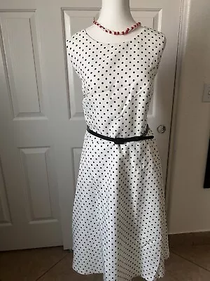 BLACK LABEL By EVAN PICONE  DRESS White Black Polka Dots Size 16 • $14