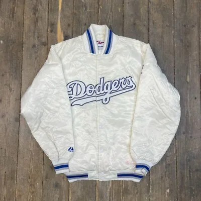 LA Dodgers Bomber Jacket Vintage Baseball MLB Coat White Mens Large • £60