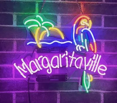 Margaritaville Parrot Palm Tree 17 X14  Acrylic Neon Lamp Light Sign Beer Bar • $120.49