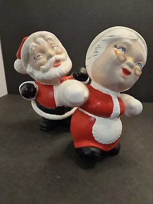 Vintage  Santa & Mrs. Claus 7  Dancing Ceramic Mold Hand Painted 1975 VGC RARE • $30