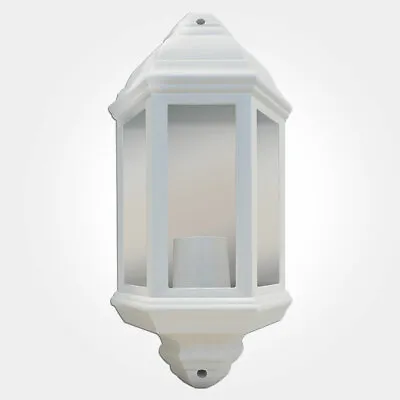 Eterna 60W Half Lantern Decorative Porch Light Traditional Style White Frosted • £30.46