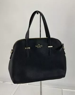 Kate Spade Black Coated Leather Top Zip Domed Convertible Bag • $14.99
