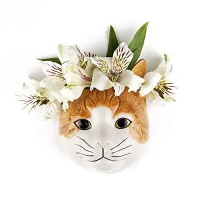 Ginger And White Cat Wall Vase Squash By Quial Ceramics • £29.95