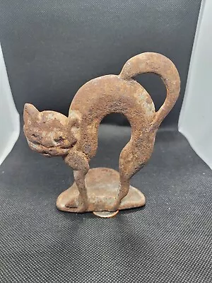 Arched Cast Iron Book End Cat. Very Old Primitive Vintage  D  • $30