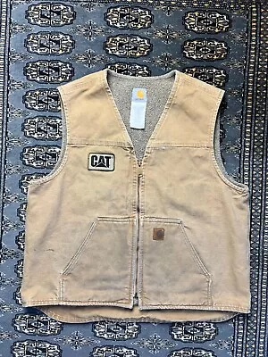 Vtg Carhartt Sherpa Lined Work Vest Size XL Full Zip Workwear • $79.99