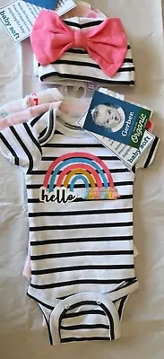 NWT Newborn Baby Girl Gerber Hospital Receiving Layette LOT Onesies Hats Rainbow • $12.99