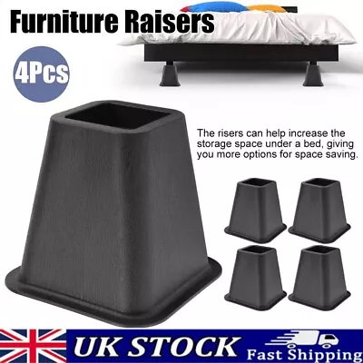 4X Furniture Risers Heavy Duty 4'' Bed Table Sofa Chair Riser Feet Lift Stand UK • £8.69