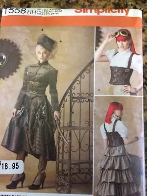 Simplicity Pattern 1558 Steampunk Costumes Spats Corset Size 6 8 10 12 Un-cut • $8.50
