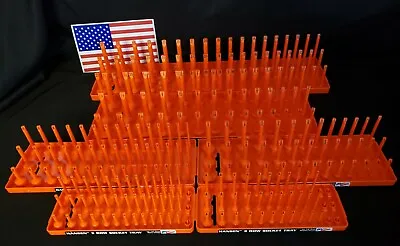 Hansen 3 Row Socket Tray Metric SAE Tool Rack Holders 1/4  3/8  1/2  Orange -USA • $69.95