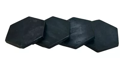 Coasters Black Stone Slate Marble Hexagonal Shaped Set Of 4 • $14.99