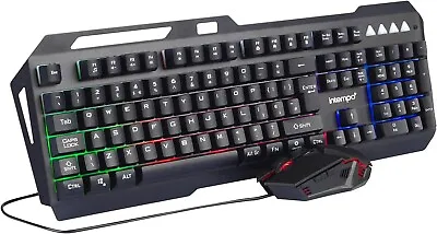 Keyboard And Mouse Gaming Wired Set RGB Backlight LED USB PS5 Xbox One PC Laptop • £12.99