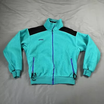 Vintage Columbia Fleece Sweater Full Zip M Teal Purple Made In USA 90s Outdoor • $34.99