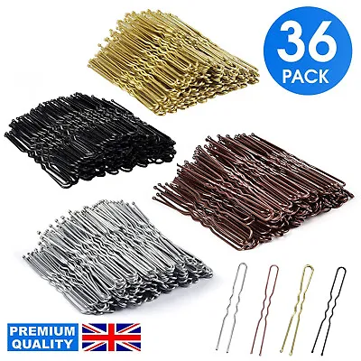 36 Long Large 6.5cm Hair Grips Clips Bobby Waved Pins Slides Black Brown • £2.95