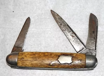 Vintage H. Boker & Co Improved Cutlery Tree Cattle Knife Three Blade Bone Handle • $85