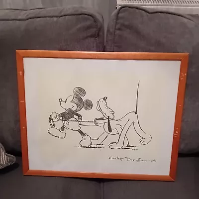 Silkscreen Disney Mickey Mouse & Pluto  Society Dog Show 1939 Framed.     • £10