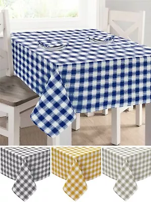 Seersucker Gingham Check Rectangle Round Table Cloth Dining Table Linen Napkins • £10.95