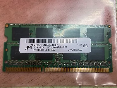 Micron 4GB DDR3 Laptop Memory PC3L-10600 1333Mhz RAM SODIMM MT16JTF51264HZ-1G4H1 • £4.90