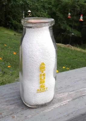 Vintage Arthur's Dairy Yellow Paint Half Pint Milk Bottle Waynesboro Pa • $24.95