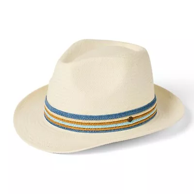 Failsworth Monaco Summer Straw Wide Brim Trilby Hat In Bleach White • £34.99