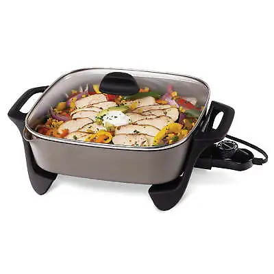 12-inch Ceramic Electric Skillet W/ Glass Cover Non Stick Pan Hot Pan Frying #US • $36.99