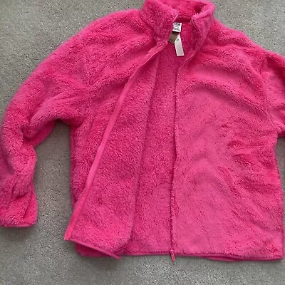 VICTORIA'S SECRET PINK Teddy Full-Zip Jacket Large L Atomic Pink NWT VS • $39.99