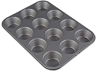 £6.45 • Buy Muffin Tray 12 Cupcake Tin Non Stick Carbon Steel Baking Pan Yorkshire Pudding