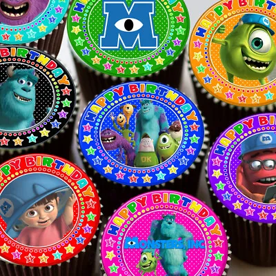 £2.99 • Buy Monsters Inc Mixed Colourful Happy Birthday Edible Cupcake Topper Decoration