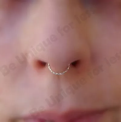 Fake Nose Ring Rope Twirl Clip On Septum Ring Sterling Silver Nose Hoop Helix • £2.99