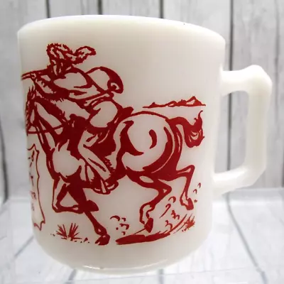 Vintage Davy Crockett Hazel Atlas Milk Glass Mug Wild West TV Kids Cup EUC • $11.91