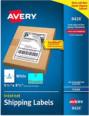 (10 LABELS) LASER Avery Shipping Mailing Labels Half Sheet 5.5 X 8.5  TrueBlock • $6.49