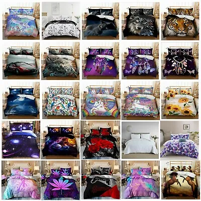 $38.80 • Buy Animal Floral Doona Duvet Quilt Cover Set Queen King Size Kid Bed Pillowcase New