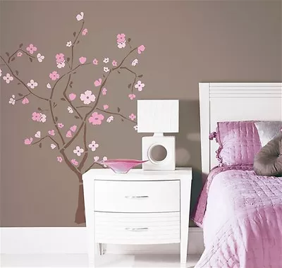 PINK CHERRY BLOSSOM TREE Wall Decals Peel And Stick Removable Reusable Stickers • $17