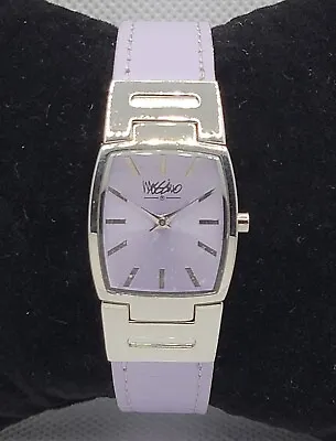 Ladies Mossimo Rectangle Silver Tone  Lilac Dial Leather Band Analog Watch J3 • $12.99