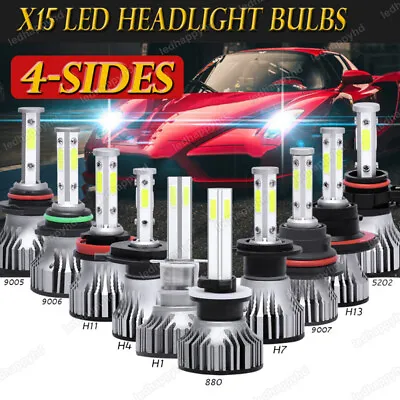 4-Side LED Headlight 6000K Bulb Kit 880 881 H1 H7 H4 H11 H13 9005 9006 9007 5202 • $7.98