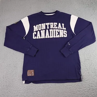 Montreal Canadiens Shirt Mens Large Blue Long Sleeve Heavyweight NHL Hockey CCM • $19.96