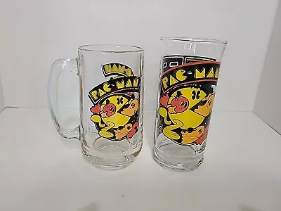 2 VTG Pac-Man Ghosts Arcade Mug Beer Stein & Glass 1982 Bally Midway ATARI EUC • $24.99