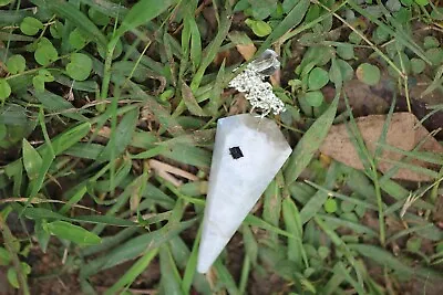 Jet Rainbow Moonstone Cone Shaped Pendulum Faceted Top Quality Healing Spiritual • £16.26