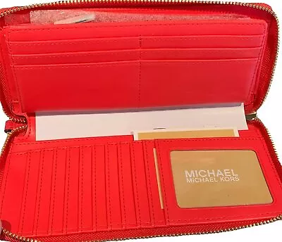 NWB Michael Kors Continental Wallet Coral Orange Leather 35T7GTVE7L Dust Bag • $98.99