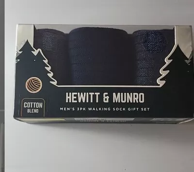 Hewitt & Munro Men's 3 Pack Cotton Blend Walking Socks MG7 Black/Gray Size 8-12 • $22