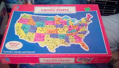 1988 Milton Bradley Jigsaw Puzzle Map Of The United States 14  X 20  (100 Pc) • $9.99