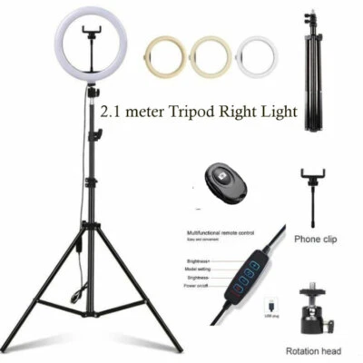 $15 • Buy 10  Selfie Ring Light Mobile Phone Holder 2 Meters Tripod Stand & Remote