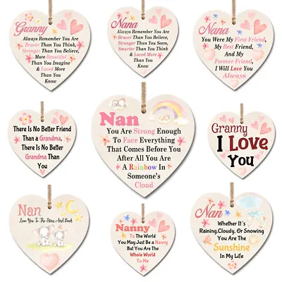 Wooden Heart Plaque Wall Sign Granny Nan Grandma Love Sentiment Gift HM0008 • £3.99