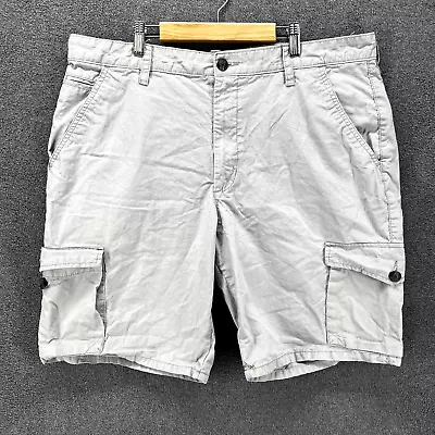 Merona Shorts Mens 38 Gray Cargo Regular Fit 100% Cotton Zip Casual Pocket • $9.34