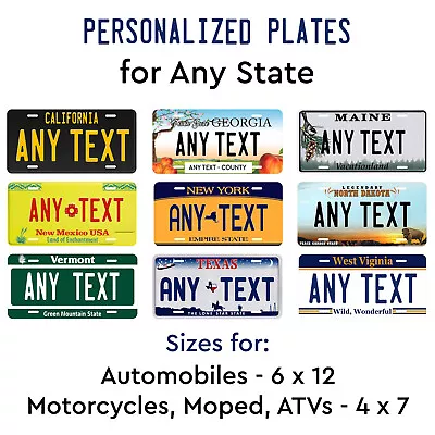 $19.99 • Buy Personalize Custom License Plate Tag For Any State Auto Car Motorcycle ATV Moped