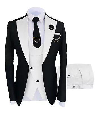 Men's 3Pcs Mens Suit Double Breasted Groom Wedding Prom Tuxedo Blazer+vest+Pants • $94.98