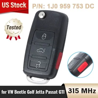 $11.94 • Buy Keyless Entry Remote Key Fob For VW Beetle Golf 1J0 959 753 DC 315MHz ID48 Chip
